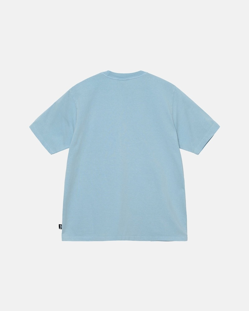 Blue Stussy Heavyweight Pigment Dyed Crew Men's T Shirts | USA000205