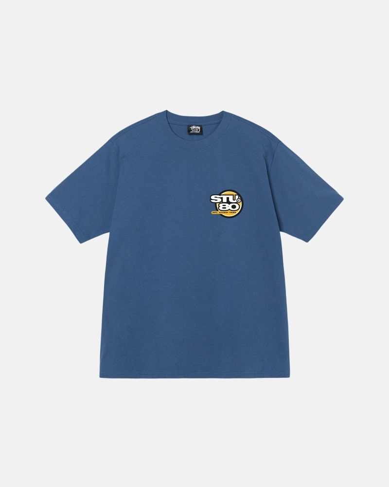 Blue Stussy Hot 80 Men's T Shirts | USA000216