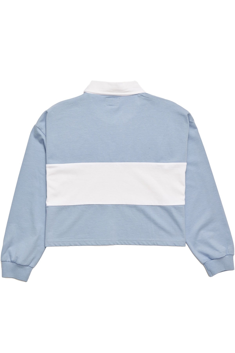 Blue Stussy INT. Panelled Rugby Women's Sweatshirts | USA000929