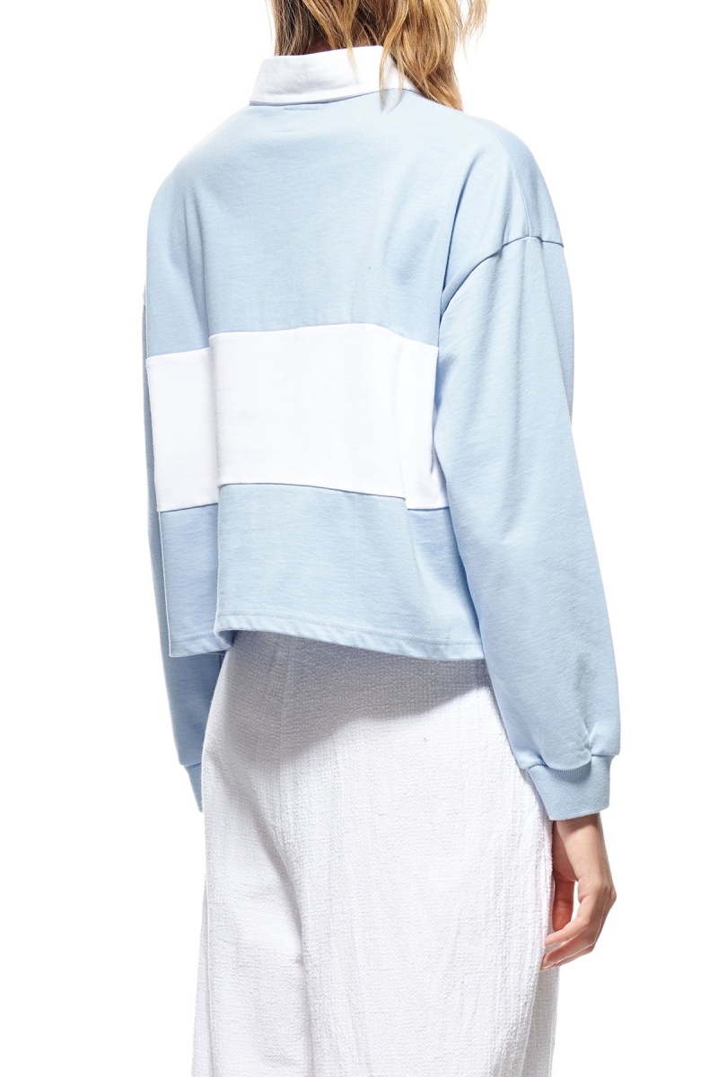 Blue Stussy INT. Panelled Rugby Women's Sweatshirts | USA000929