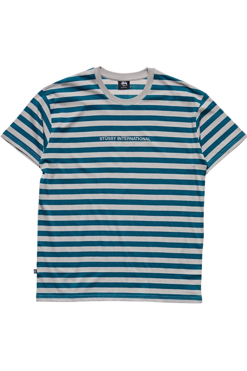 Blue Stussy International Stripe SS Men\'s T Shirts | USA000226