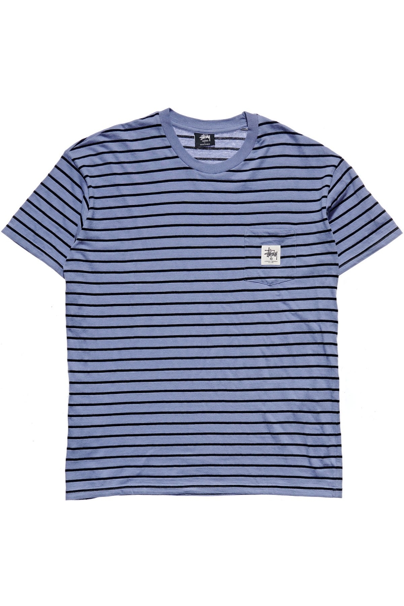 Blue Stussy Kalorama Stripe SS Men\'s T Shirts | USA000230