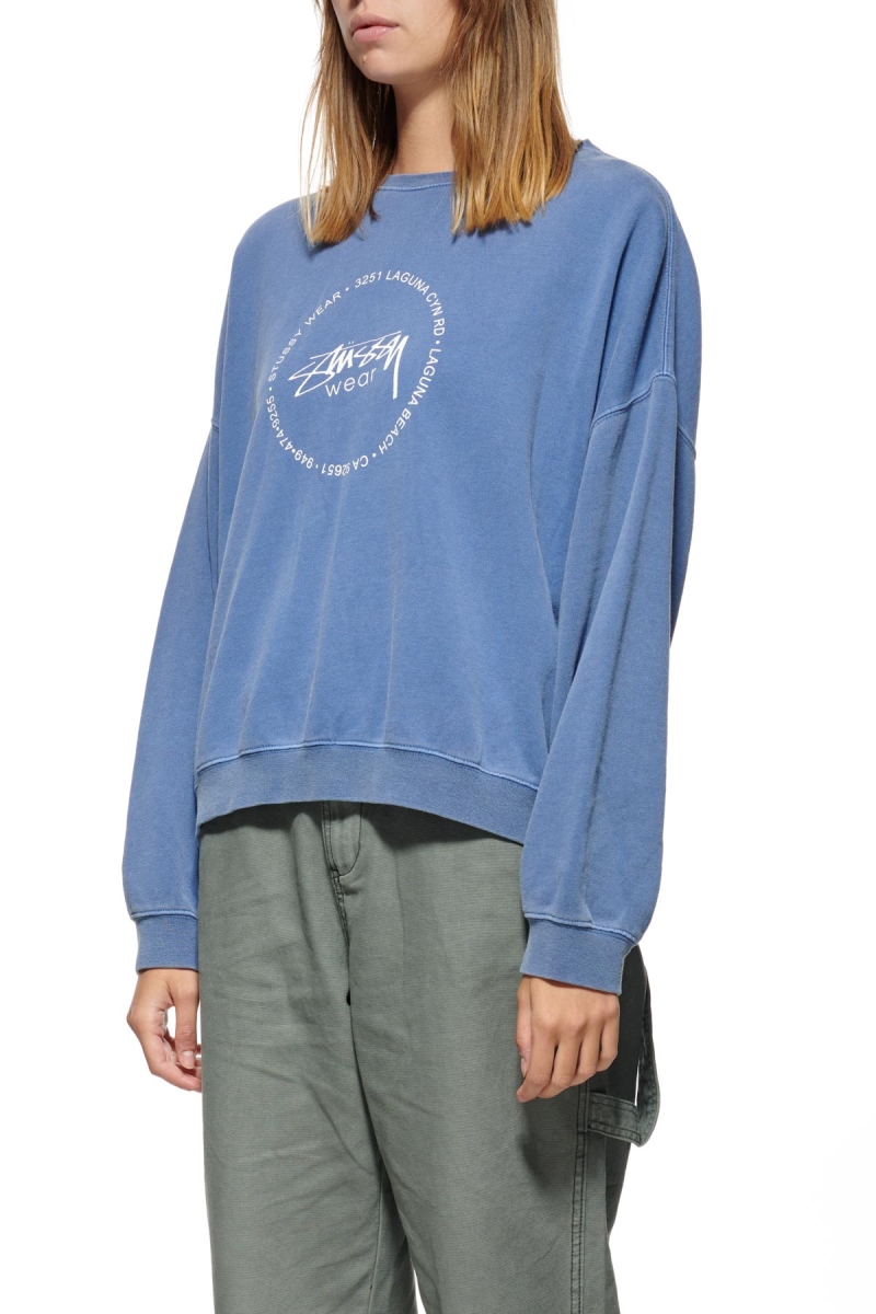 Blue Stussy Laguna Overdyed Marle Crew Women's Sportswear | USA000774