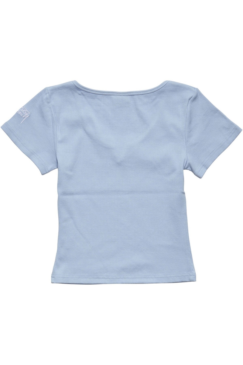 Blue Stussy Mission Rib Insert Women's T Shirts | USA000246