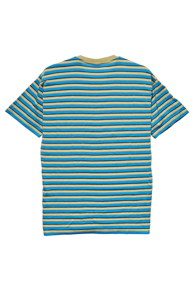 Blue Stussy Morning Stripe SS Men's T Shirts | USA000247