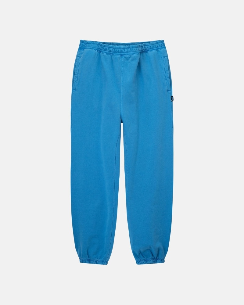 Blue Stussy Pigment Dyed Men\'s Fleece Pants | USA000565