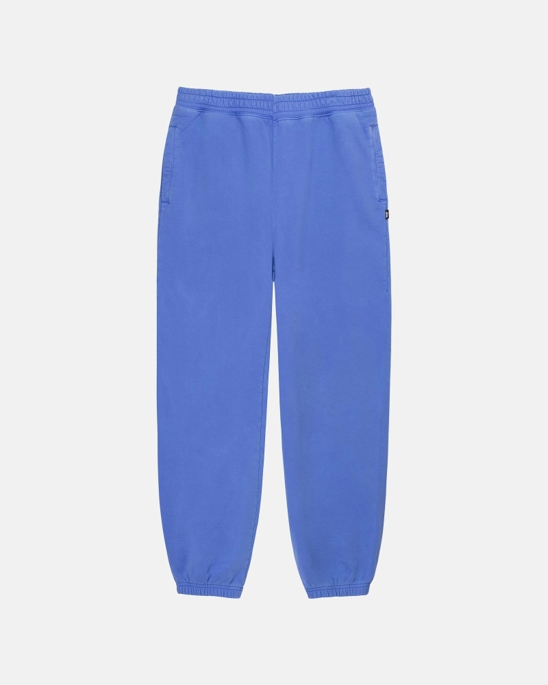 Blue Stussy Pigment Dyed Men\'s Fleece Pants | USA000568