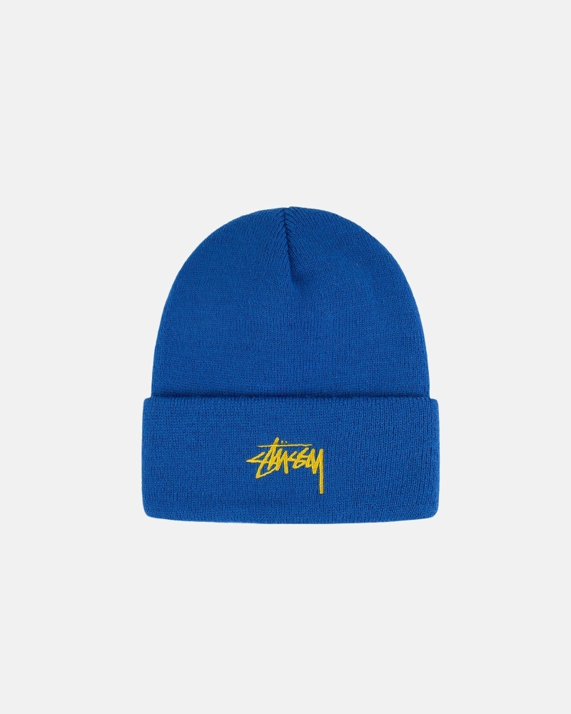 Blue Stussy Stock Cuff Men\'s Beanie | USA000489