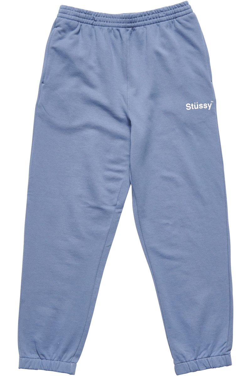 Blue Stussy Text Fleece Men\'s Track Pants | USA001006