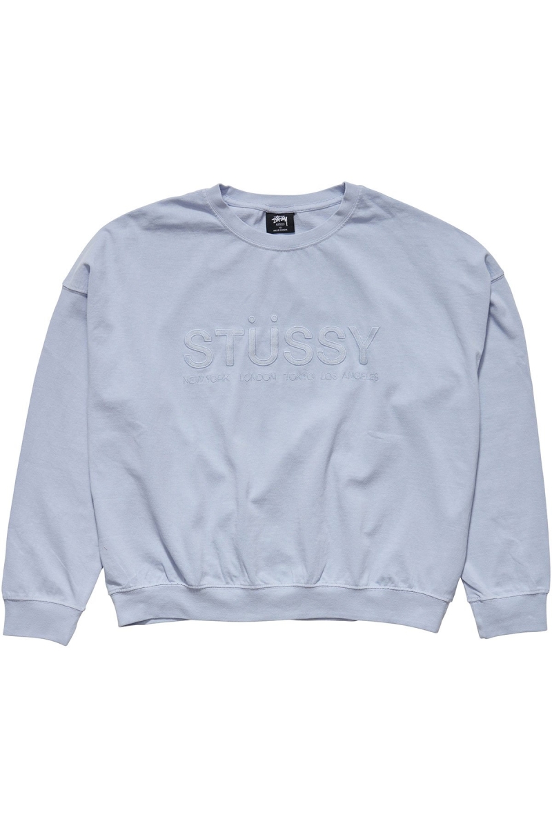 Blue Stussy Trail Embroidered Rugby Crew Women\'s Sportswear | USA000800