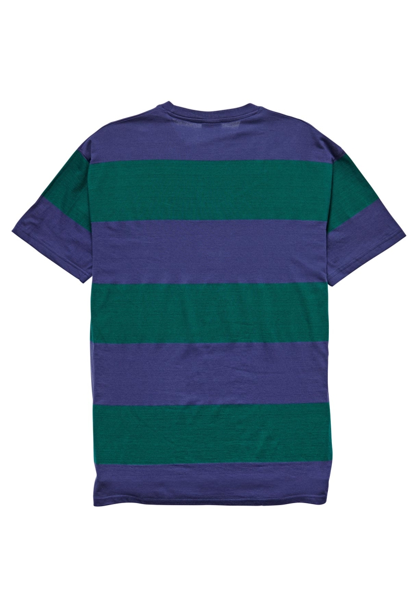 Blue Stussy View Stripe SS Pocket Men's T Shirts | USA000283