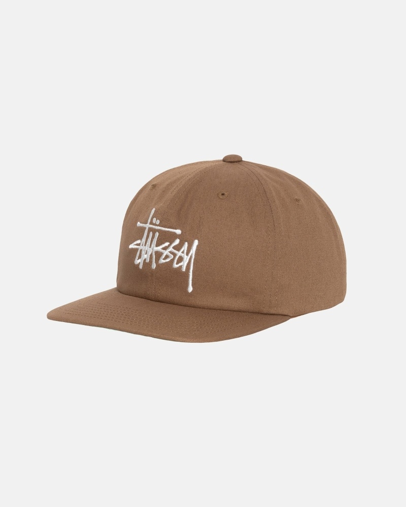 Brown Stussy Basic Strapback Men's Caps | USA000394