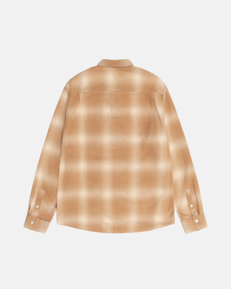 Brown Stussy Bay Plaid Men's Shirts | USA000295