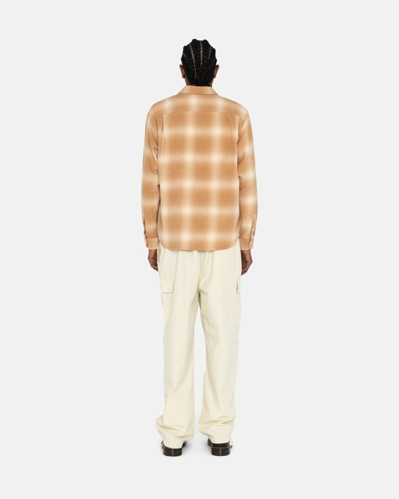 Brown Stussy Bay Plaid Men's Shirts | USA000295