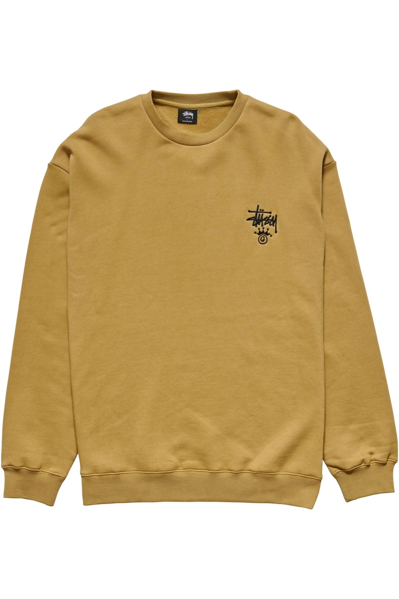 Brown Stussy Copyright Crown Crew Men\'s Sweaters | USA000830