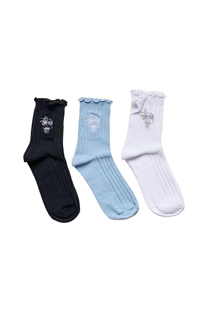 Brown Stussy Frill 3PK Women\'s Socks | USA000721