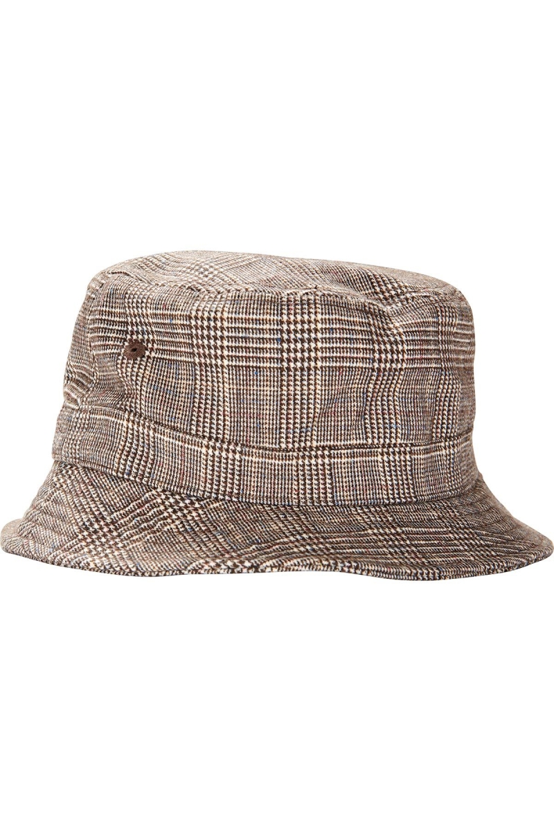 Brown Stussy Glen Plaid Bucket Women's Hats | USA000436