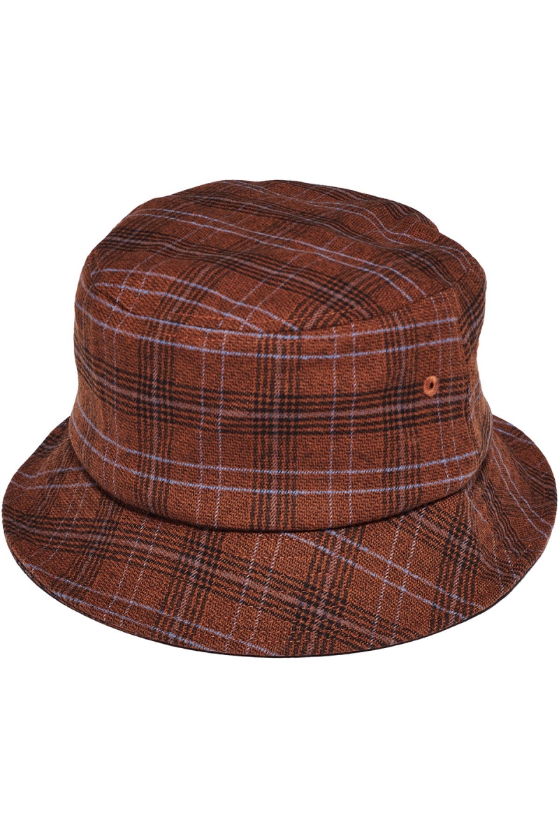 Brown Stussy Graffiti Check Bucket Men's Hats | USA000437