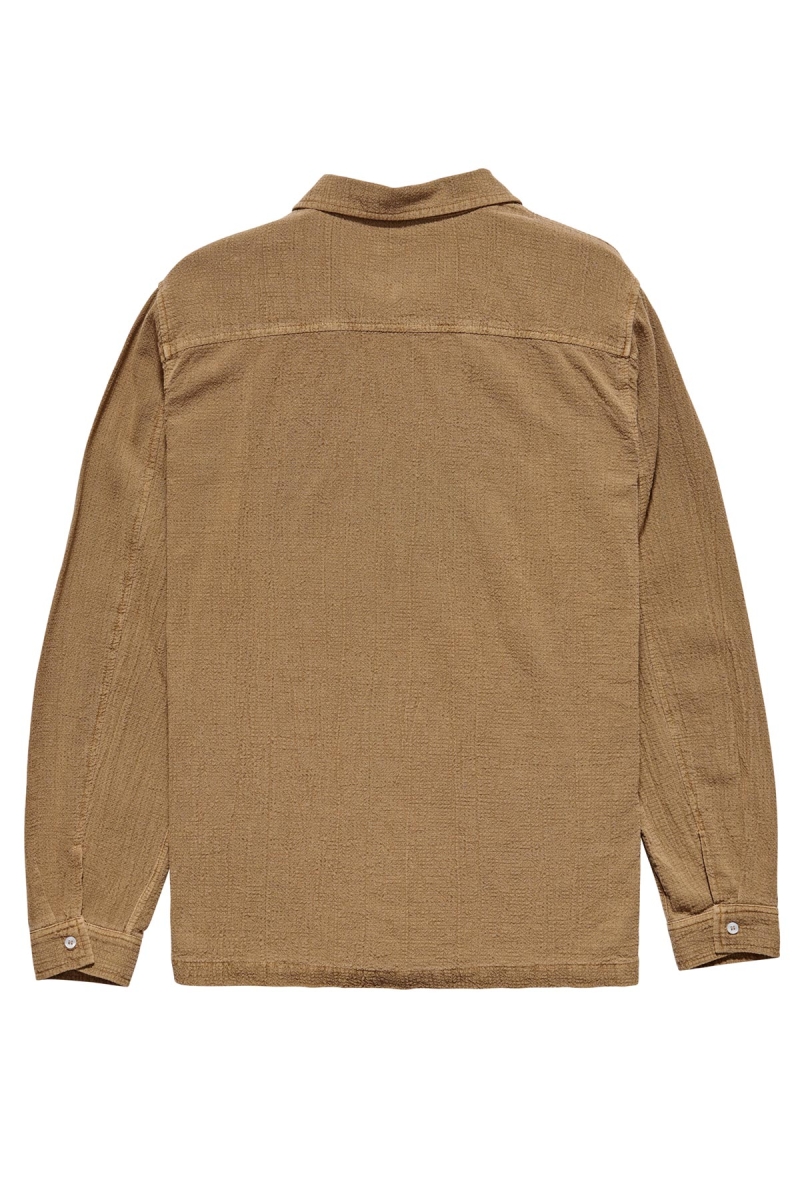 Brown Stussy Grid Seersucker LS Men's Shirts | USA000308