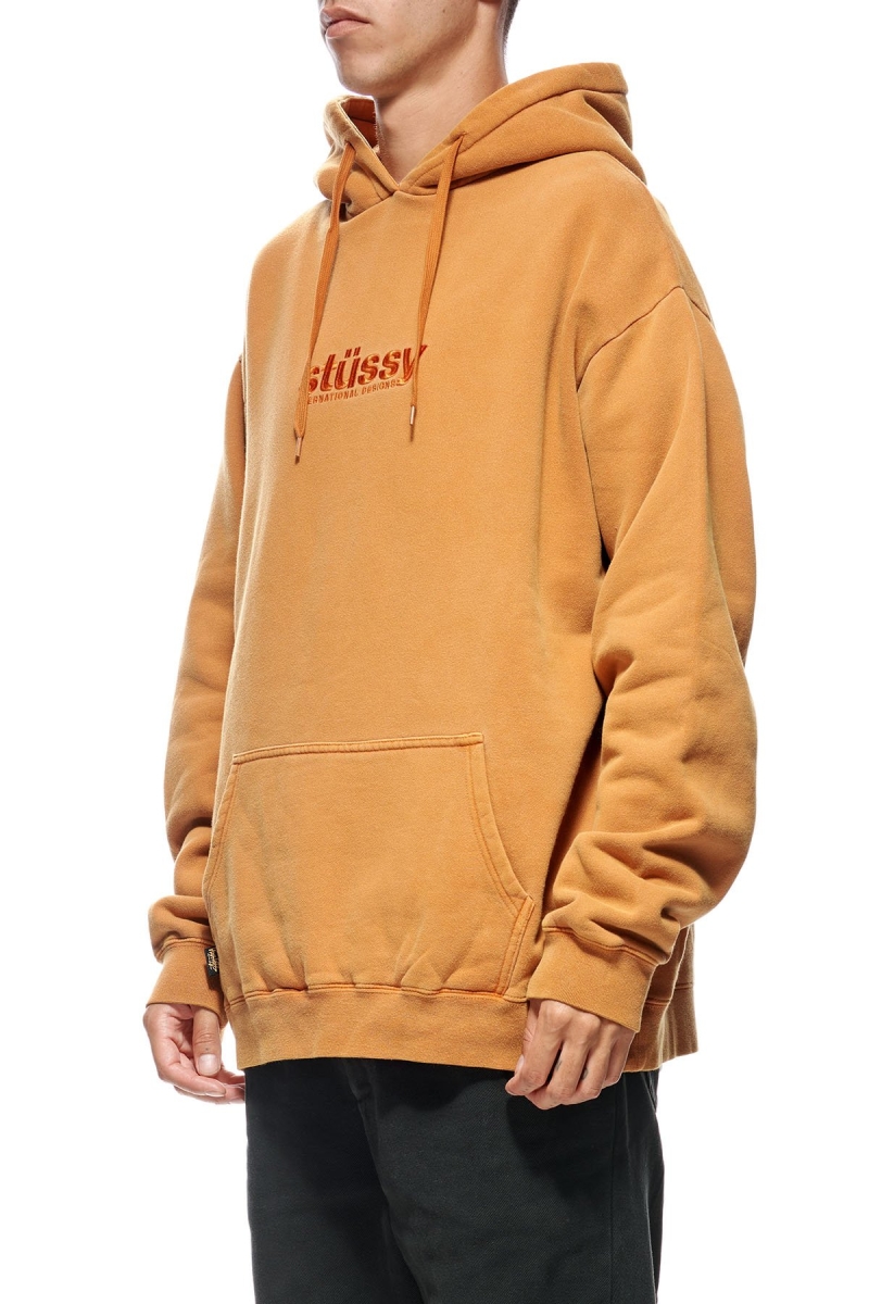 Brown Stussy Italic Pigment Men's Hoodies | USA000048