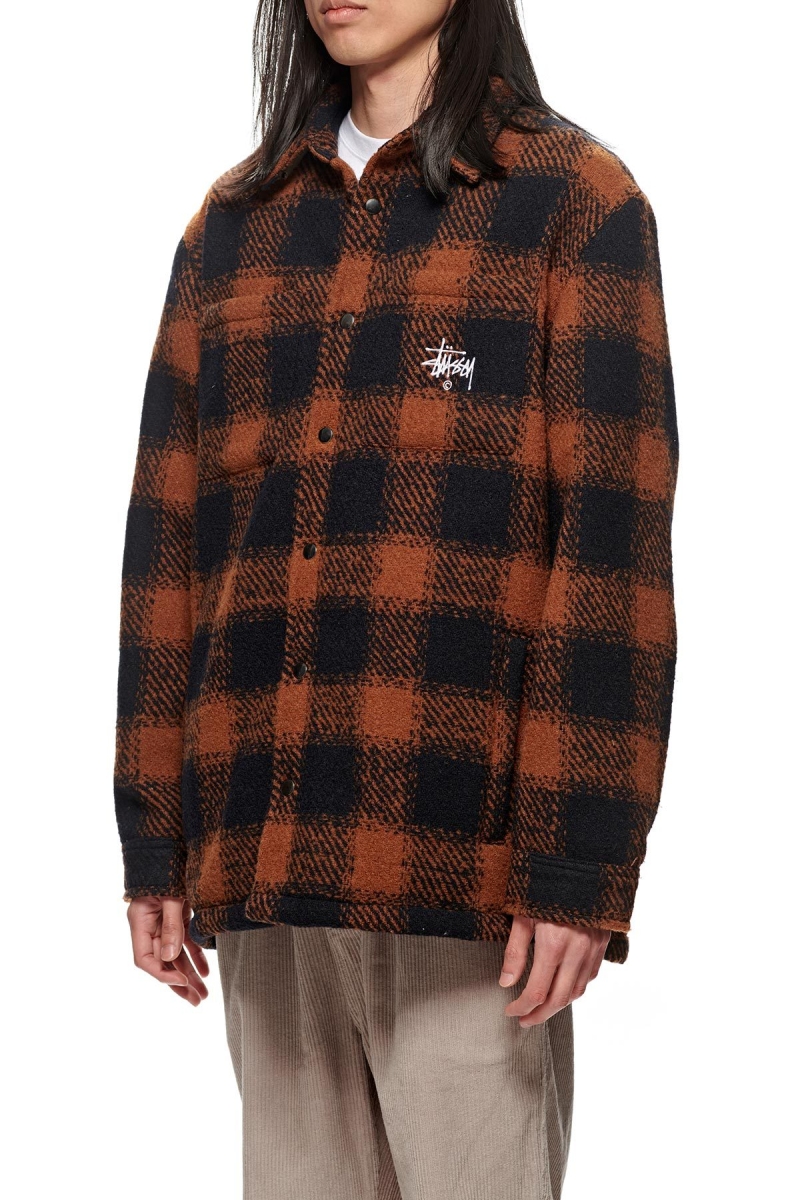 Brown Stussy Kyneton Check Overshirt Men's Jackets | USA000350