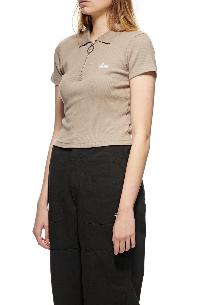 Brown Stussy Monterey Rib Polo Women's Shirts | USA000327