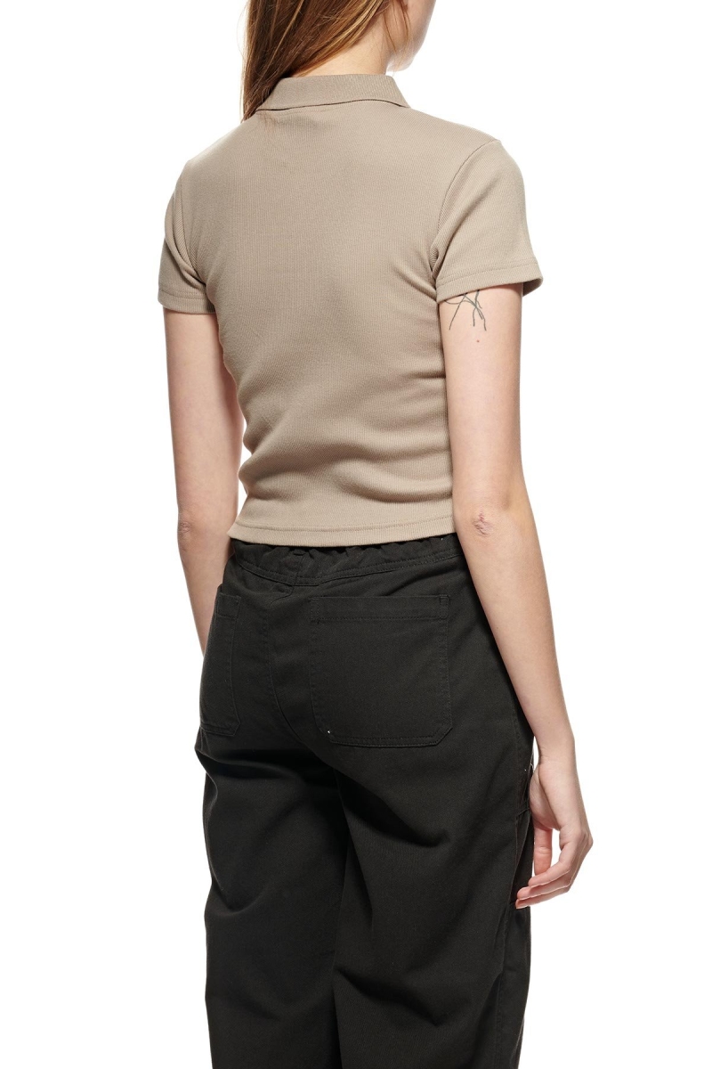 Brown Stussy Monterey Rib Polo Women's Shirts | USA000327