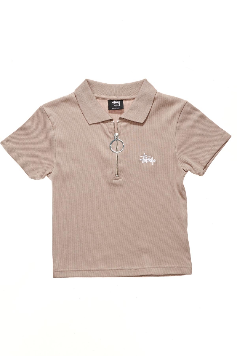 Brown Stussy Monterey Rib Polo Women\'s Shirts | USA000327