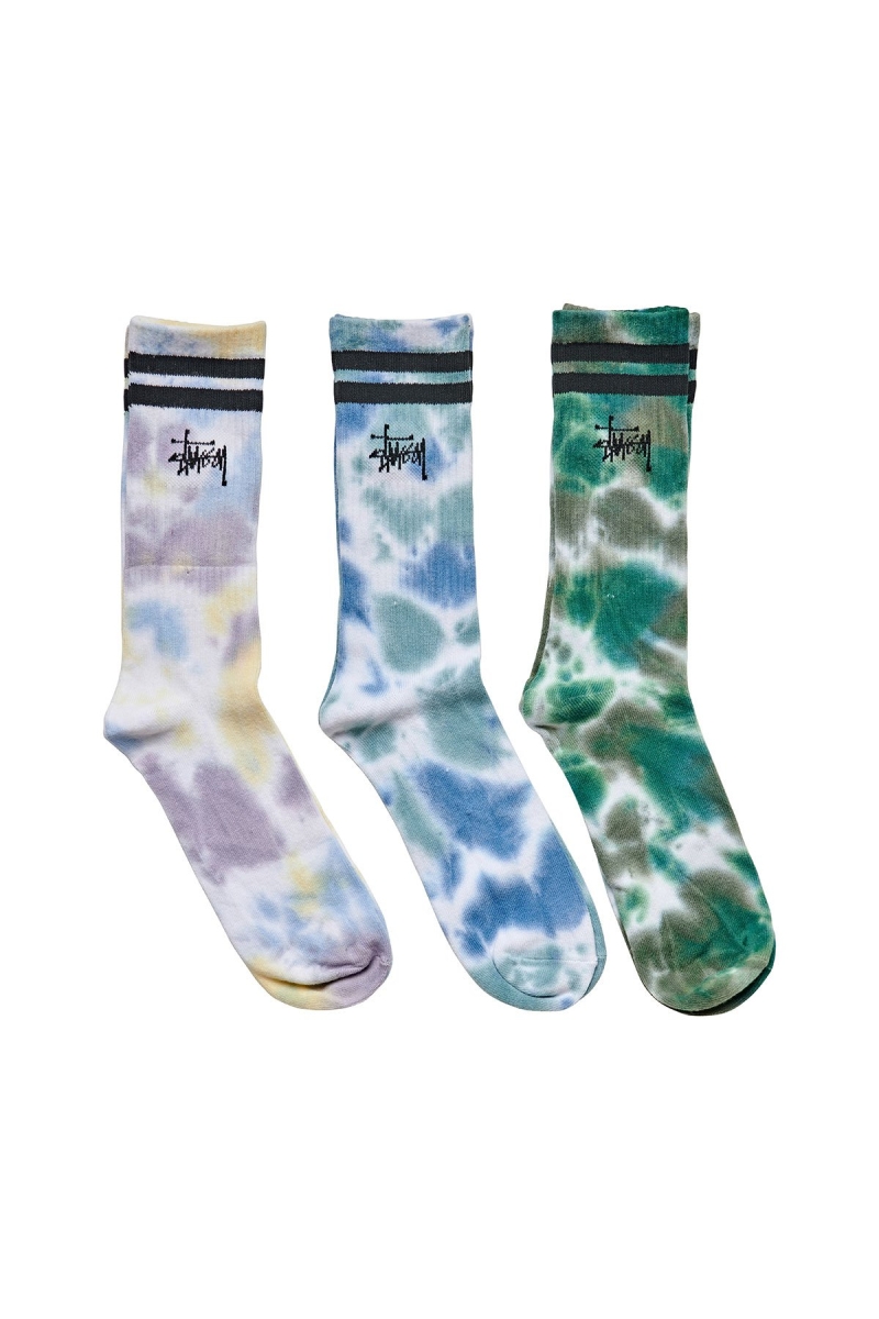 Brown Stussy Tie dye Stripe 3PK Women\'s Socks | USA000746