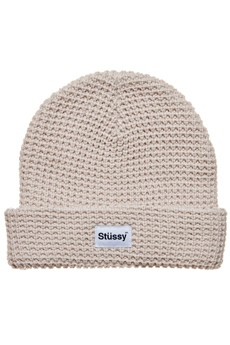 Brown Stussy Trademark Waffle Beanie Men\'s Hats | USA000504