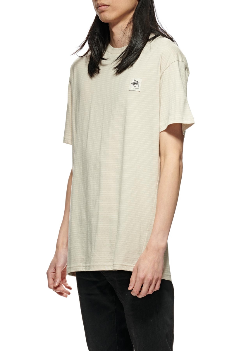 Brown Stussy Work Stripe SS Men's T Shirts | USA000286