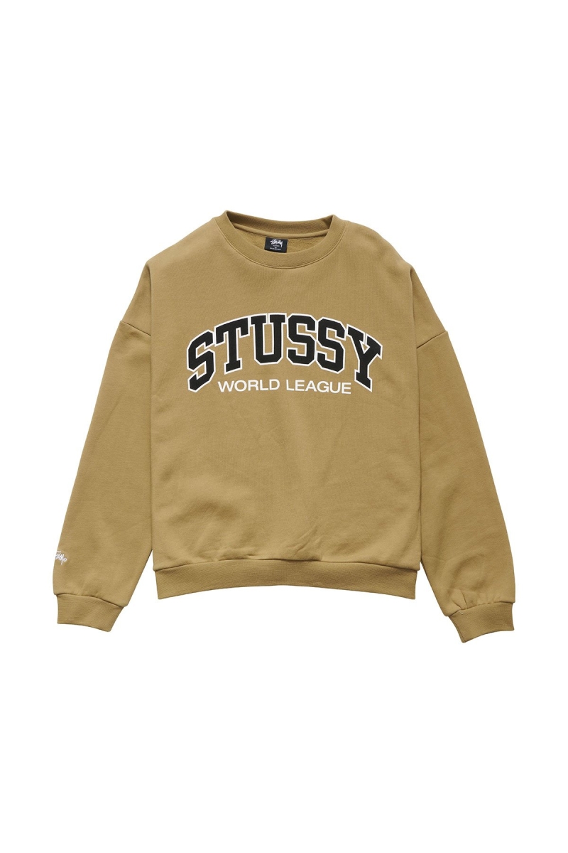 Brown Stussy World League OS Crew Women\'s Sweaters | USA000868