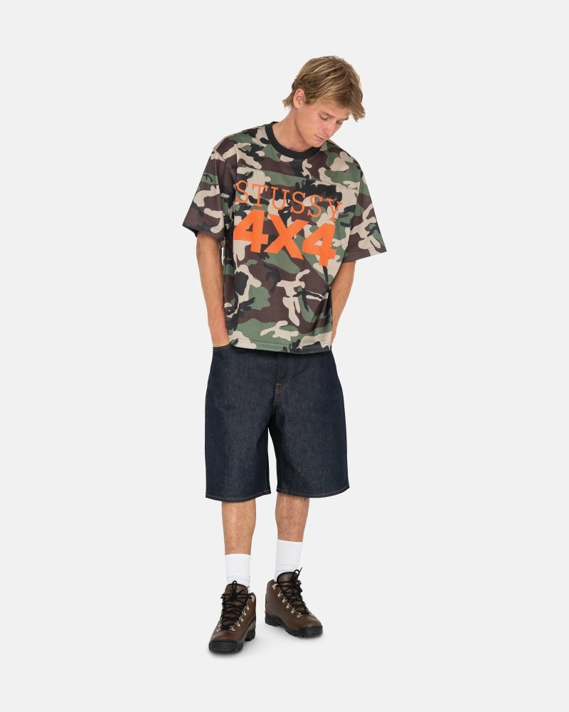 Camo Stussy 4X4 Mesh Football Jersey Men's T Shirts | USA000092