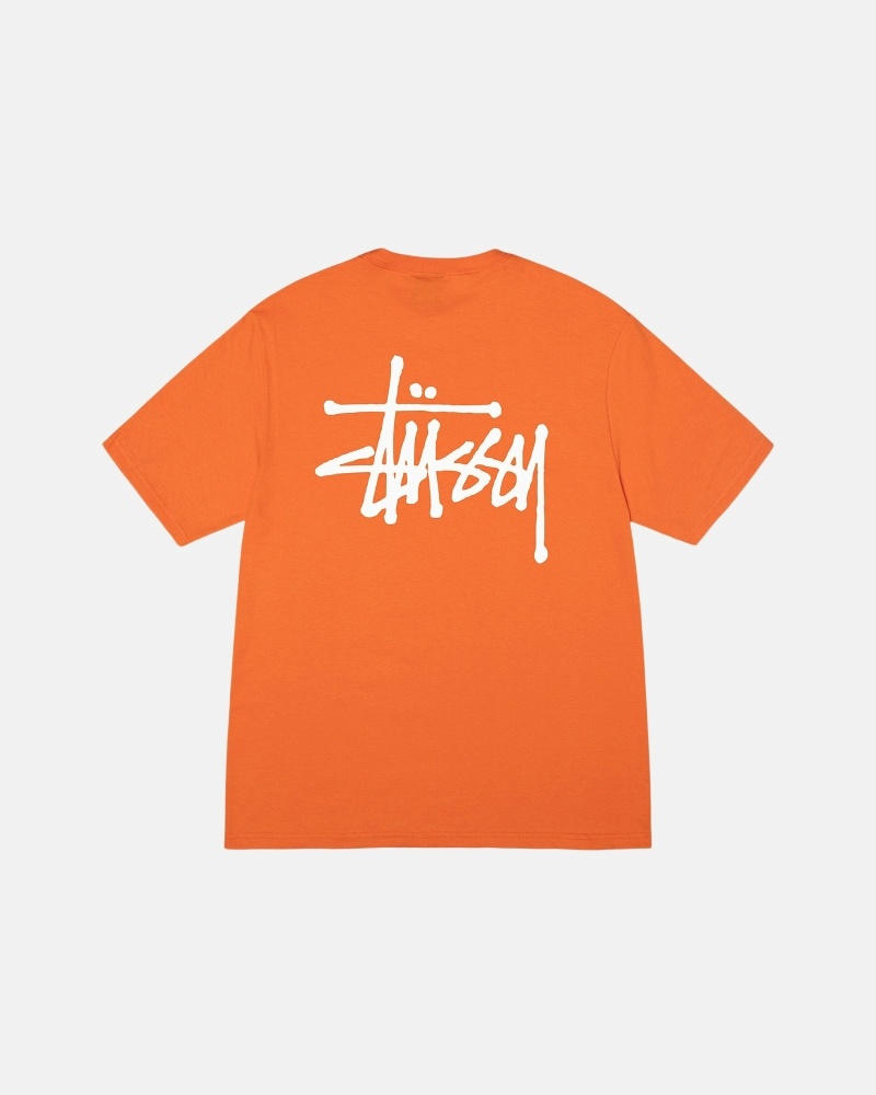 Coral Stussy Basic Men\'s T Shirts | USA000110