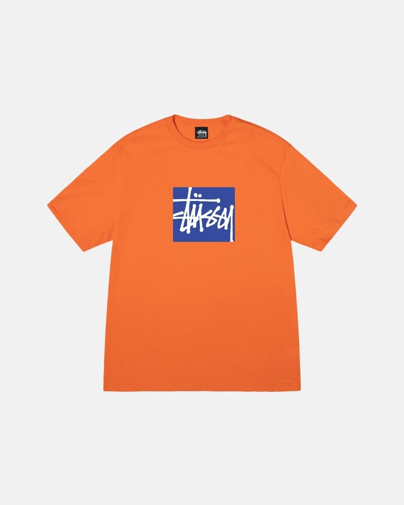 Coral Stussy Stock Box Men\'s T Shirts | USA000273