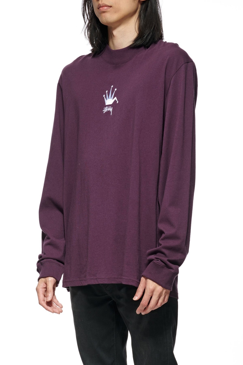 Dark Purple Stussy Crown Men's Sweatshirts | USA000910