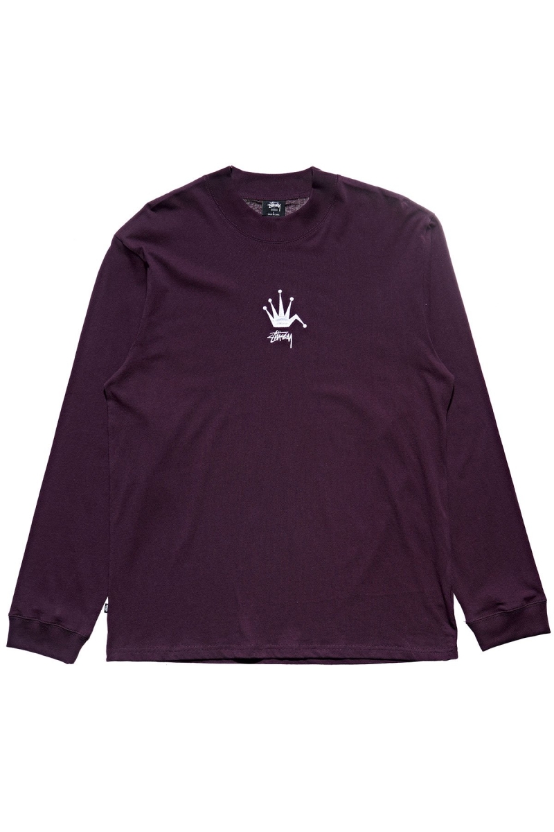 Dark Purple Stussy Crown Men\'s Sweatshirts | USA000910