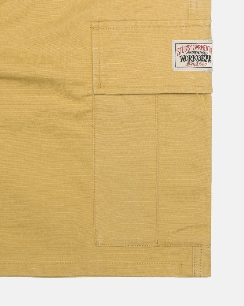 Dark Yellow Stussy Ripstop Cargo Men's Shorts | USA000669