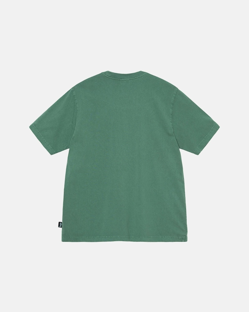 Deep Green Stussy Heavyweight Pigment Dyed Crew Men's T Shirts | USA000200