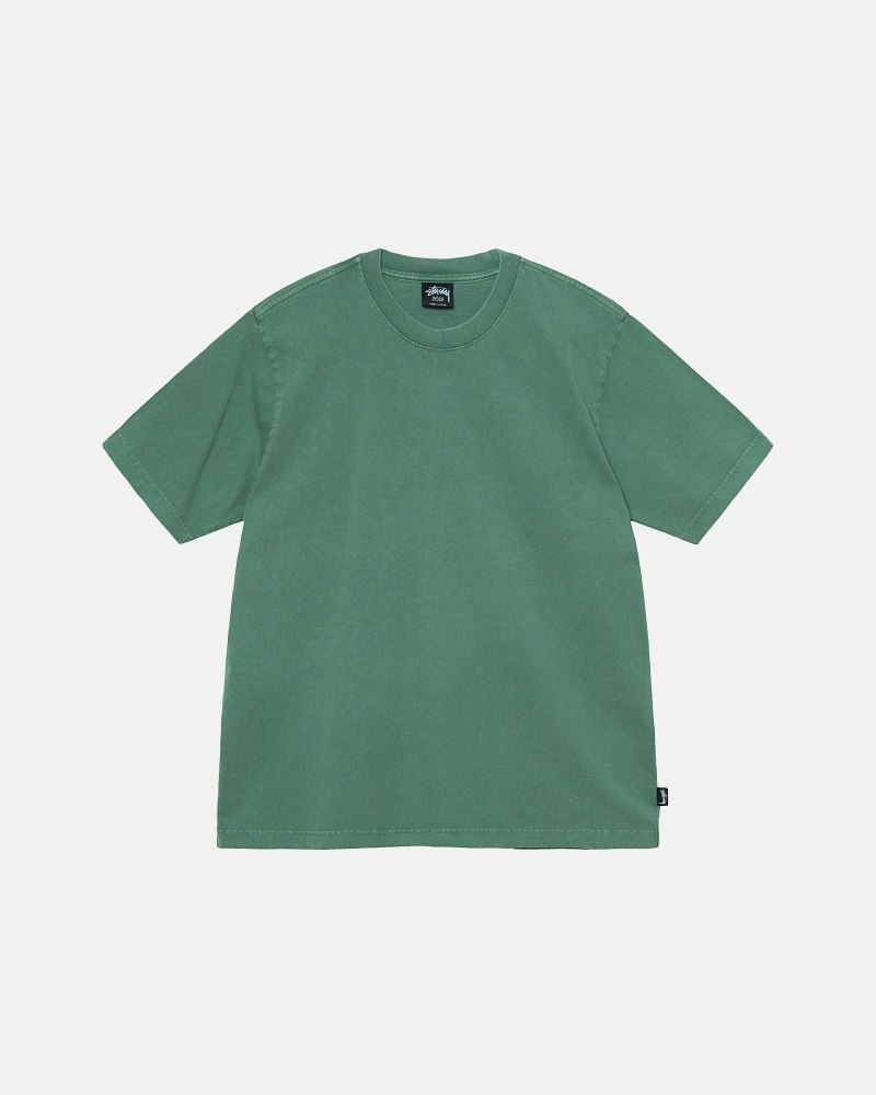 Deep Green Stussy Heavyweight Pigment Dyed Crew Men\'s T Shirts | USA000200