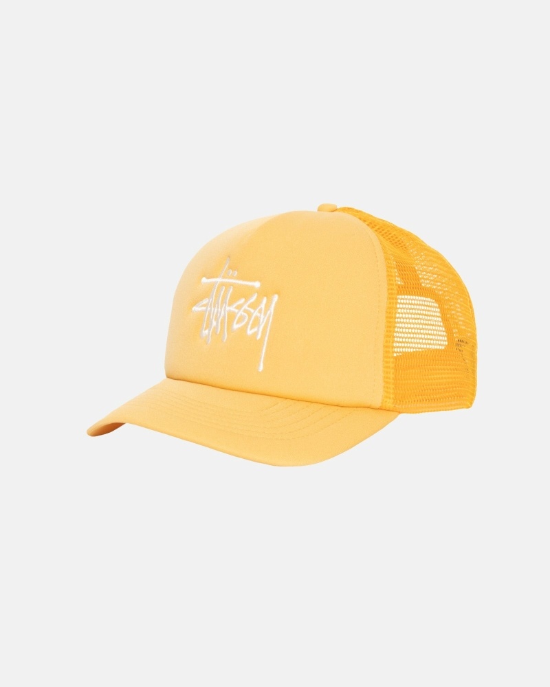 Gold Stussy Big Basic Trucker Men's Caps | USA000402