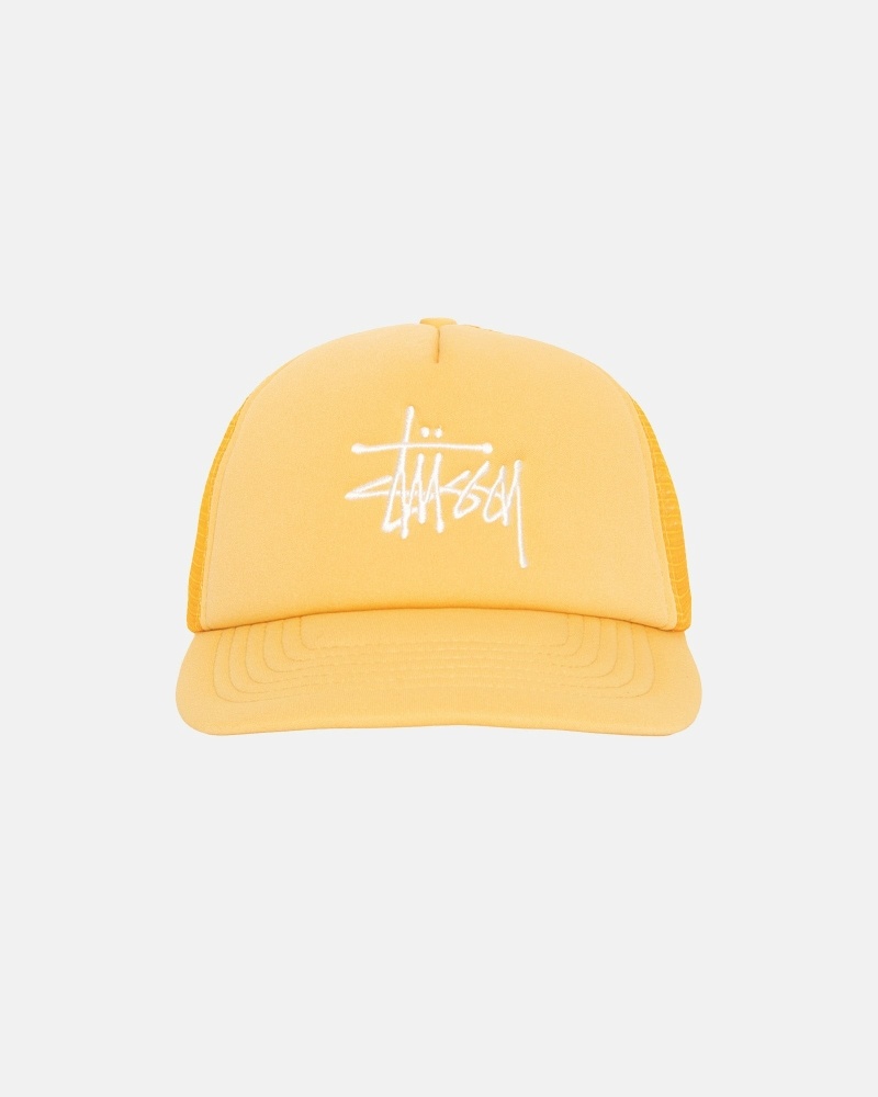 Gold Stussy Big Basic Trucker Men\'s Caps | USA000402