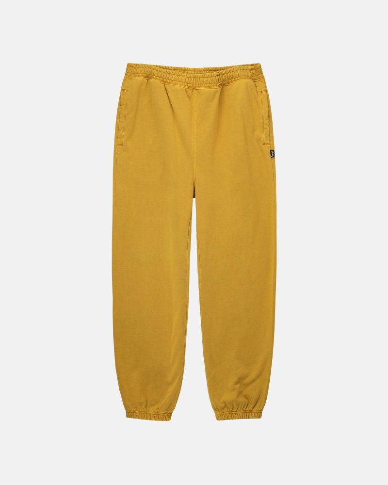 Gold Stussy Pigment Dyed Men\'s Fleece Pants | USA000572