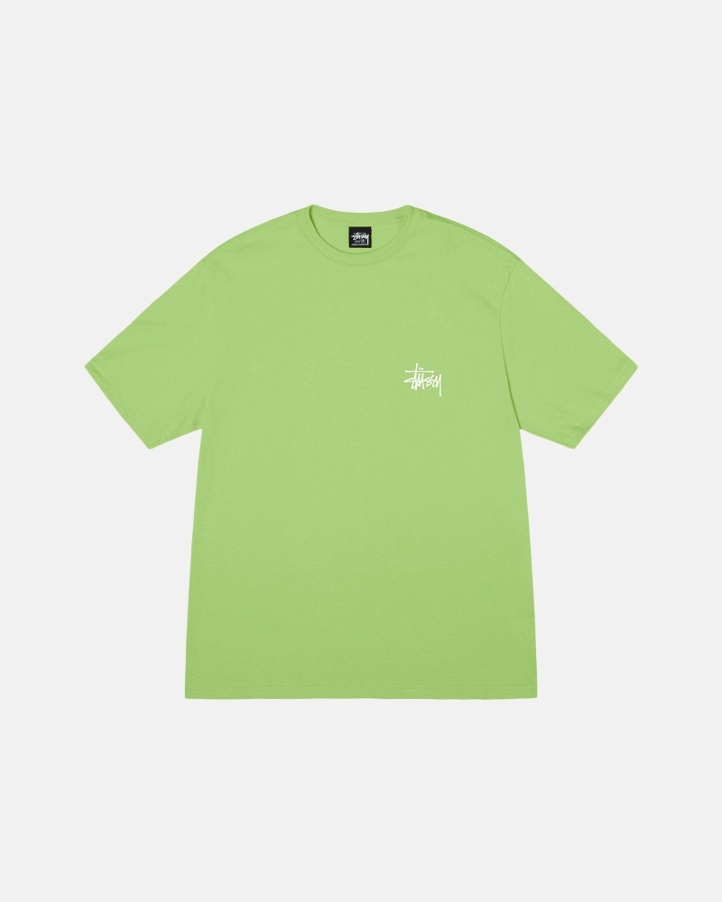 Green Stussy Basic Men's T Shirts | USA000108