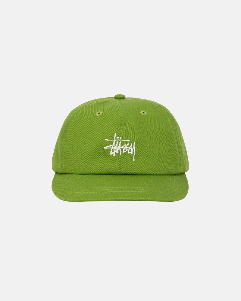 Green Stussy Basic Stock Low Pro Men\'s Caps | USA000392