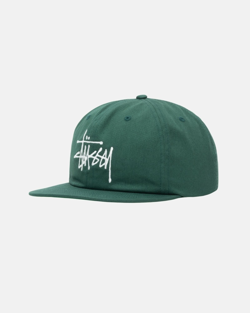 Green Stussy Basic Strapback Men's Caps | USA000397