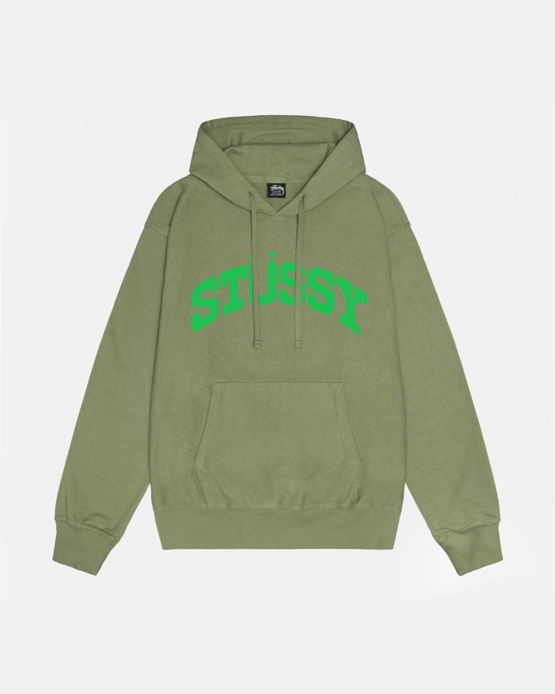 Green Stussy Block Sport Pigment Dyed Men\'s Hoodies | USA000021