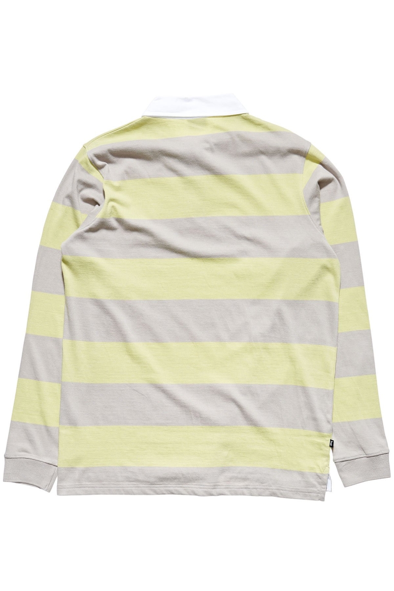 Green Stussy Block Stripe LS Rugby Men's Shirts | USA000297