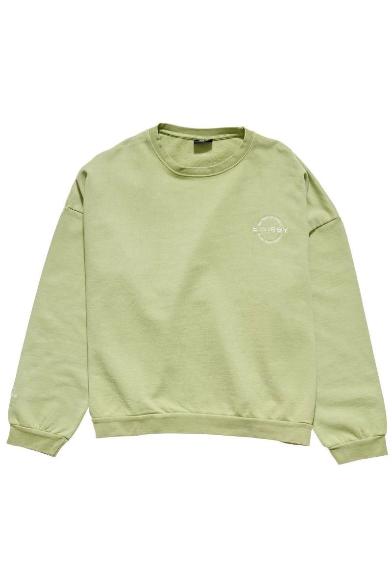 Green Stussy City Circle OS Crew Women\'s Sportswear | USA000754