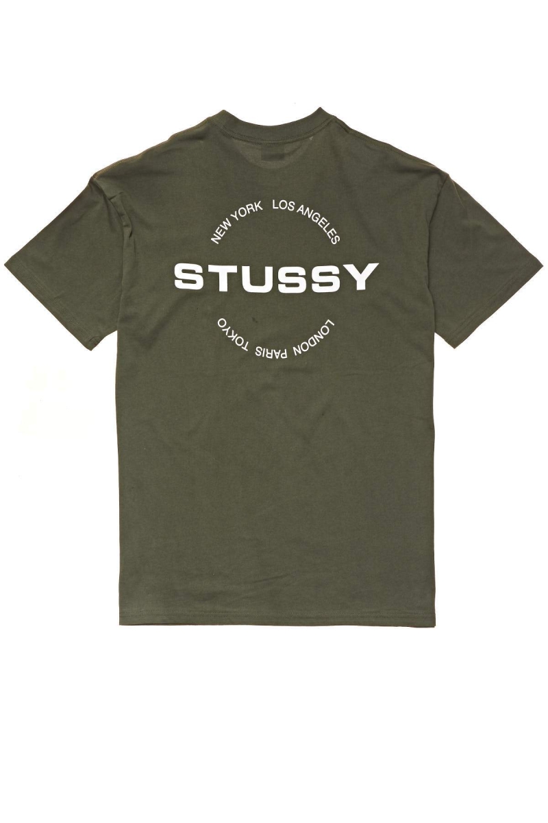 Green Stussy City Circle SS Men's T Shirts | USA000123